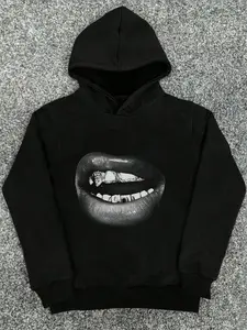 Men's Lip Classic Hoodie Sweatshirt, Casual Comfort for Commute and Fitness, Fall Winter New Layering Essential, Trendy Gift Idea