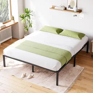 16 Inch Full Bed Frame, Heavy Duty Metal Platform Bed Frame, Noise Free Full Bed Frame with Under-Bed Storage and Steel Slats Support, No Box Spring Required,Black