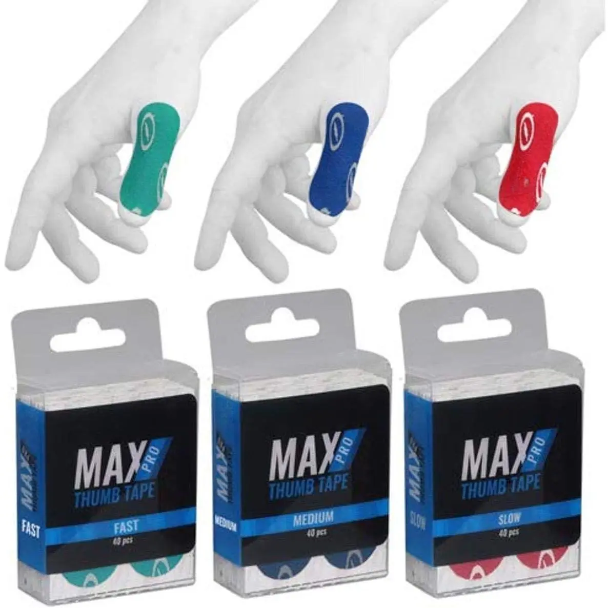 Max Pro Adhesive Thumb Tape - Teal, for Bowling, 3 Release Speeds, 40 Strips Sports Accessory, Improved Adhesive, Prevents Calluses, Three Textures