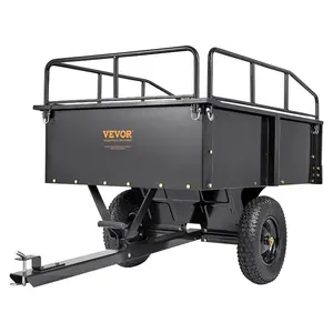 Fathersdaygift VEVOR Heavy Duty ATV Trailer Steel Dump Cart, 750-Pound 15 Cubic Feet, Garden Utility Trailer with Removable Sides for Riding Lawn Mower Tractordealsforyoudays