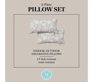 Martha Stewart Jacobean 11"x18 " Outdoor Pillo w 2-Pack