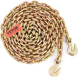 VEVOR Transport Binder Chain, 4900lbs Working Load Limit, 5/16''x20' G80 Tow Chain Tie Down with Grab Hooks, DOT Certified, Galvanized Coating Manganese Steel for Dock Factory Construction Site, 2PackVEVOR Super Brand Day