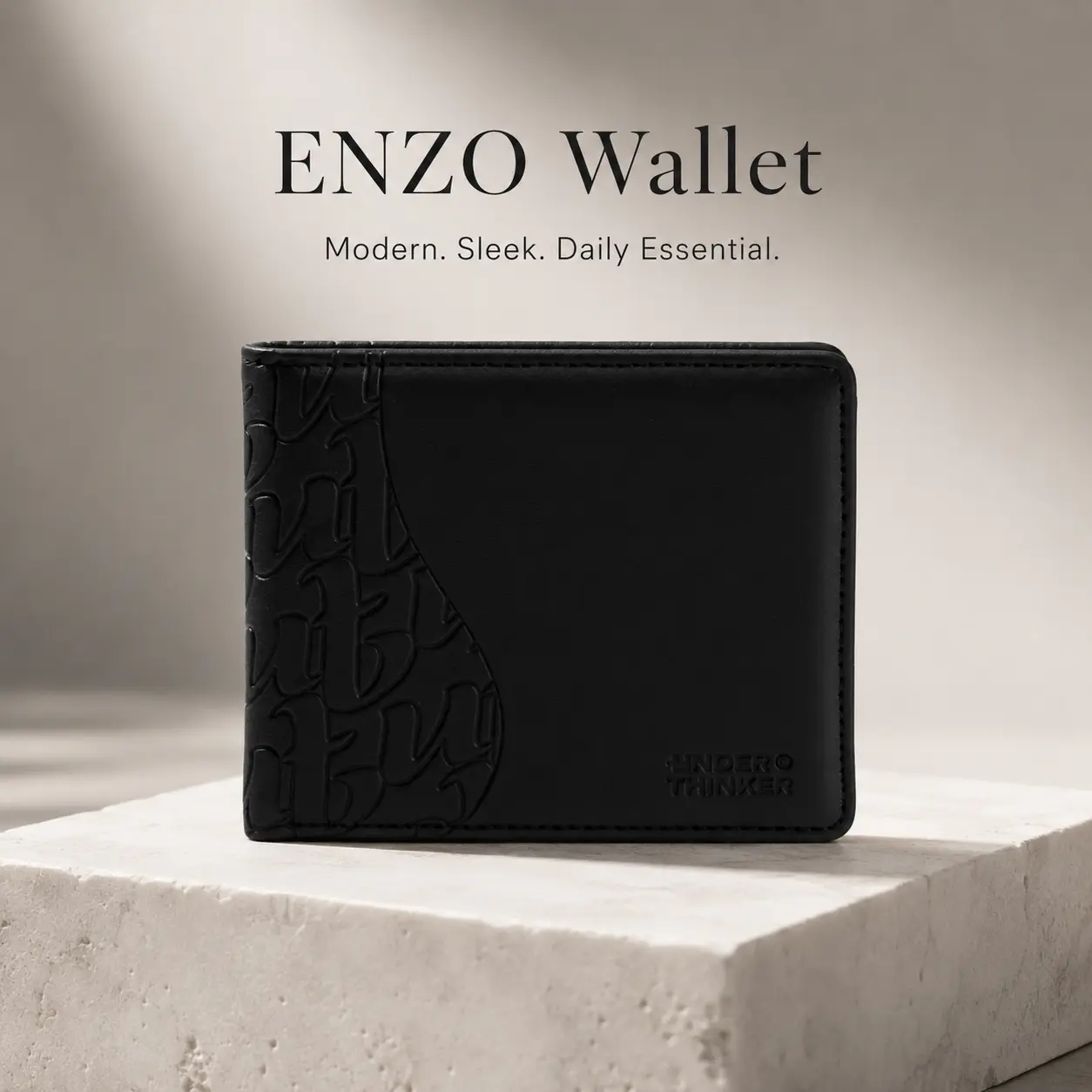 UNDER THINKER Enzo Mens Wallet, Slim Wallet Men, RFID Faux Leather Bifold Wallet with 9 Card Slots, 2 Hidden Slots, ID Window, Cash Compartment, Gift Box Included, Gift for Him SP 0723 SIMP 2