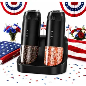 Salt and Pepper Grinder Set, Automatic Refillable Salt and Pepper Grinder Set Rechargeable, Electric Pepper Grinder, Stainless Steel Salt and Pepper Shakers Set for Kitchen