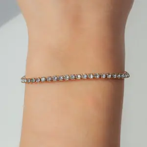 EVRY JEWELS Gold or Silver Plated Women's Hypoallergenic Champagne Princess Tennis Bracelet