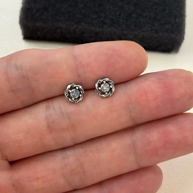 6mm CZ Star Stud Earrings for Men Women Streetwear Punk Hip Hop Unisex Earrings