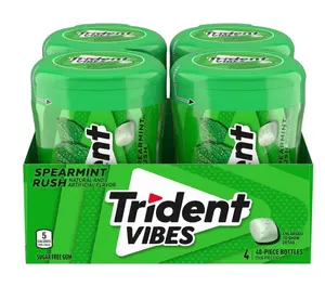 Trident Vibes Spearmint Rush Sugar-Free Chewing Gum, 4 Bottles of 40 Pieces (160 Total Pieces)