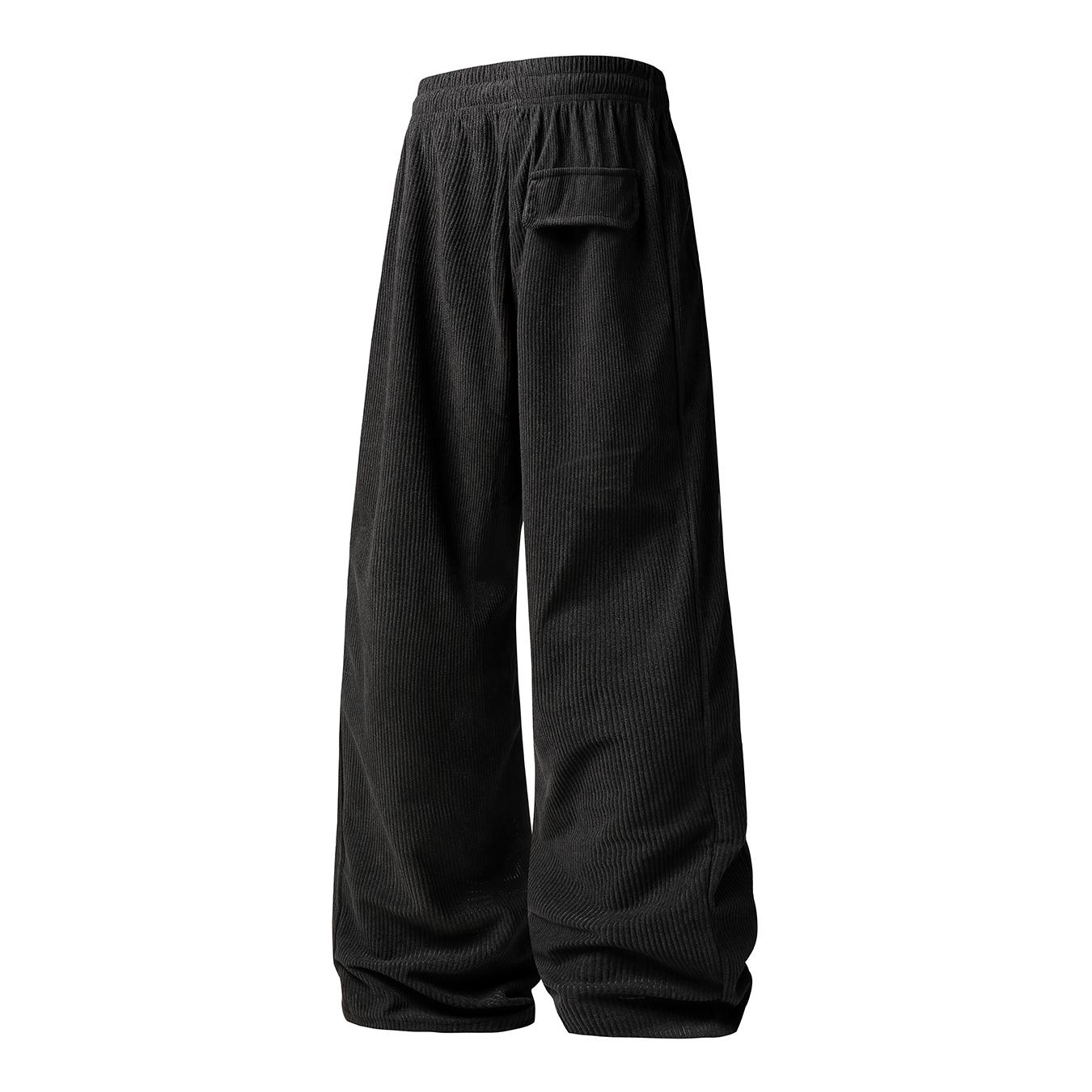 Men’s corduroy drawstring pants, casual straight-leg corduroy trousers with elastic waist, soft breathable loungewear for everyday wear and home