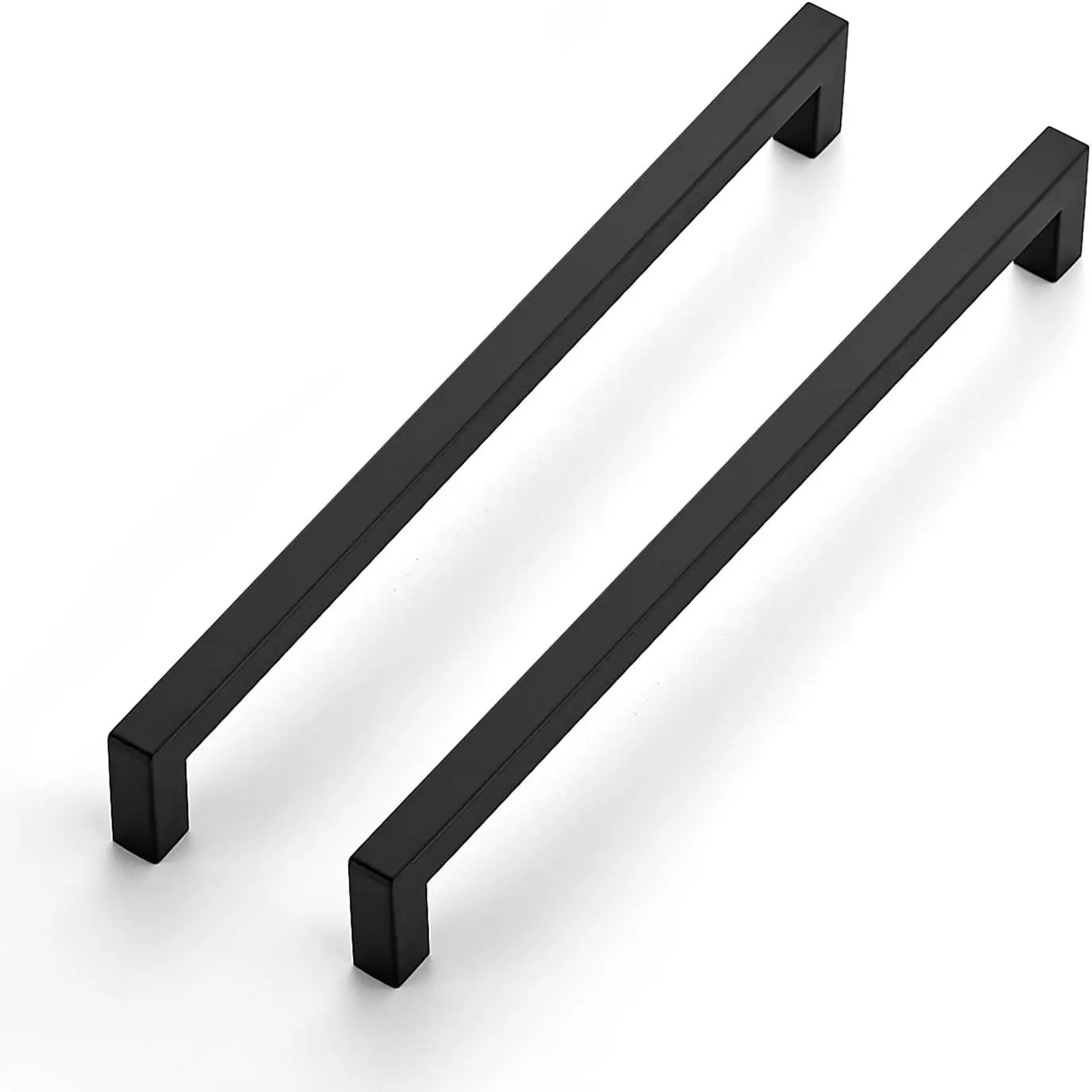3-Pack 10-Inch Matte Black Cabinet Handles, Square Bar Pulls, Stainless Steel Drawer Pulls for Kitchen Cabinets, Cupboards & Dressers