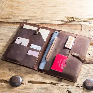 Multifunctional Luxury Retro Business Cow Leather Case Cover For iPad Tablet Sleeve Storage Pouch Notebook Bag Gift
