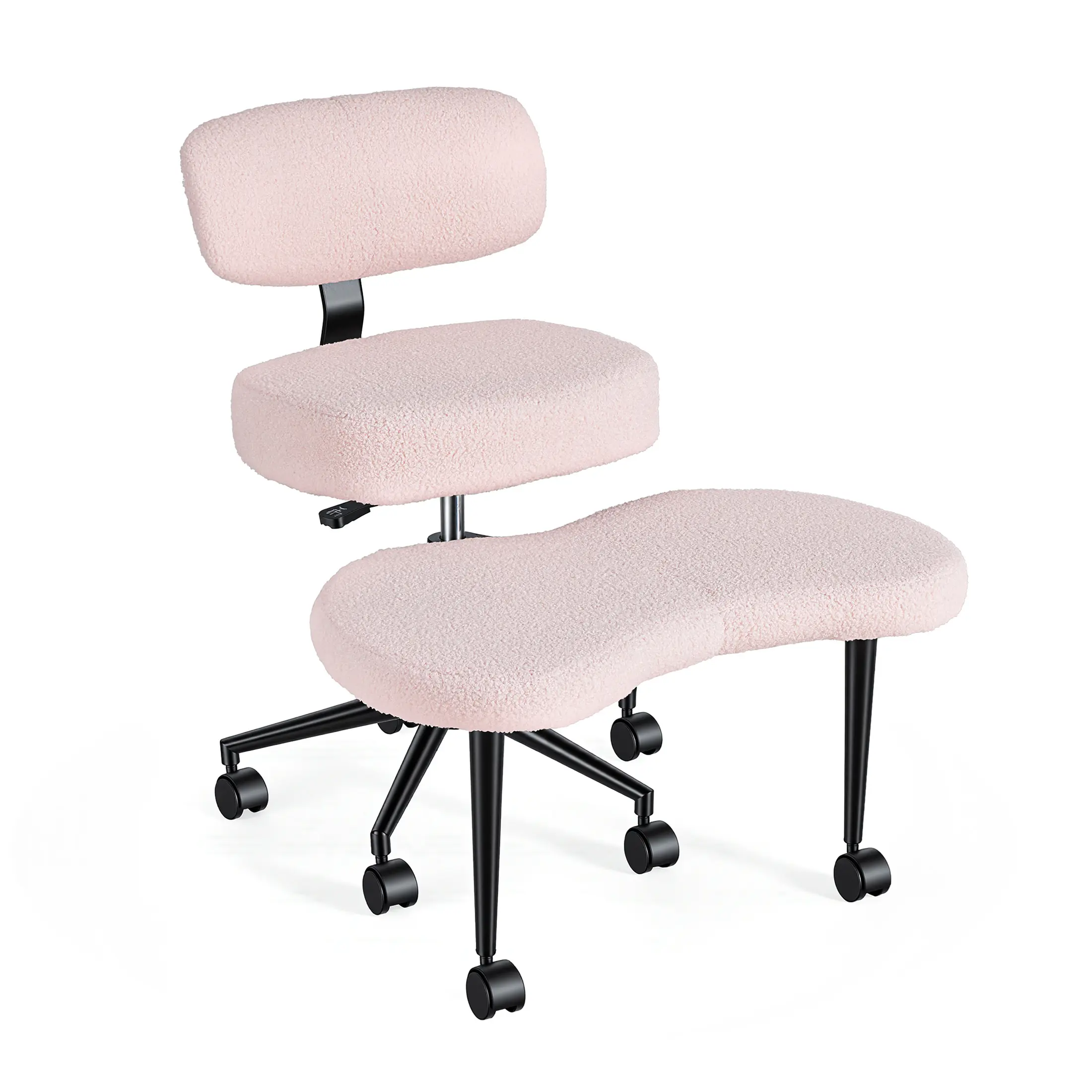 Teddy Fleece Armless Ergonomic Office Chair - Ergonomically Adjustable Seat, Lumbar Support, Rolling Swivel, Multiple Combination Methods, Modern, Swivel Computer, Executive, Modern Office Chair, Swivel Computer Chair