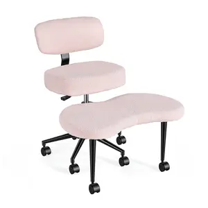 Teddy Fleece Armless Ergonomic Office Chair with Lumbar Support Rolling Swivel Multiple Combination Methods Office Chair