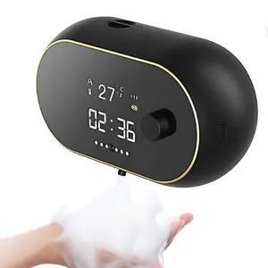 Automatic Soap Dispenser, 500ML Touchless Smart Hand Soap Dispenser, 3 Adjustable Soap Levels, Rechargeable Wall Mounted Electric Foam Soap Dispenser with Infrared Sensor, LED Display, Long Battery Life for Bathroom Kitchen Office Hotel (Black)#Easter Day