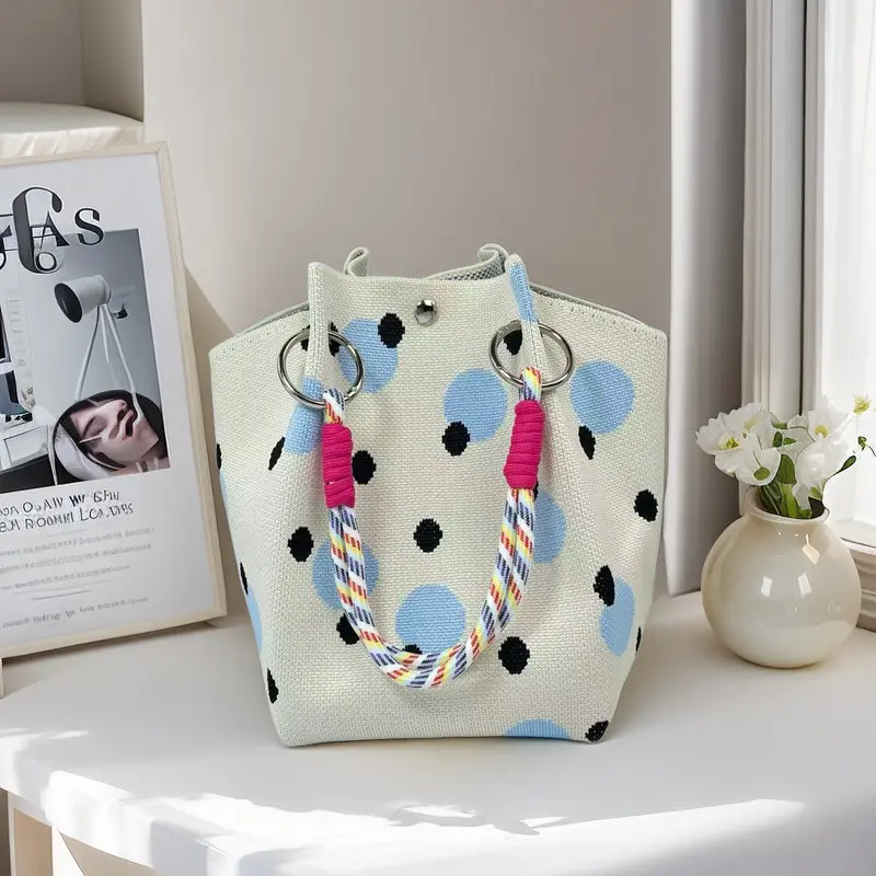 Blue and black polka dots
