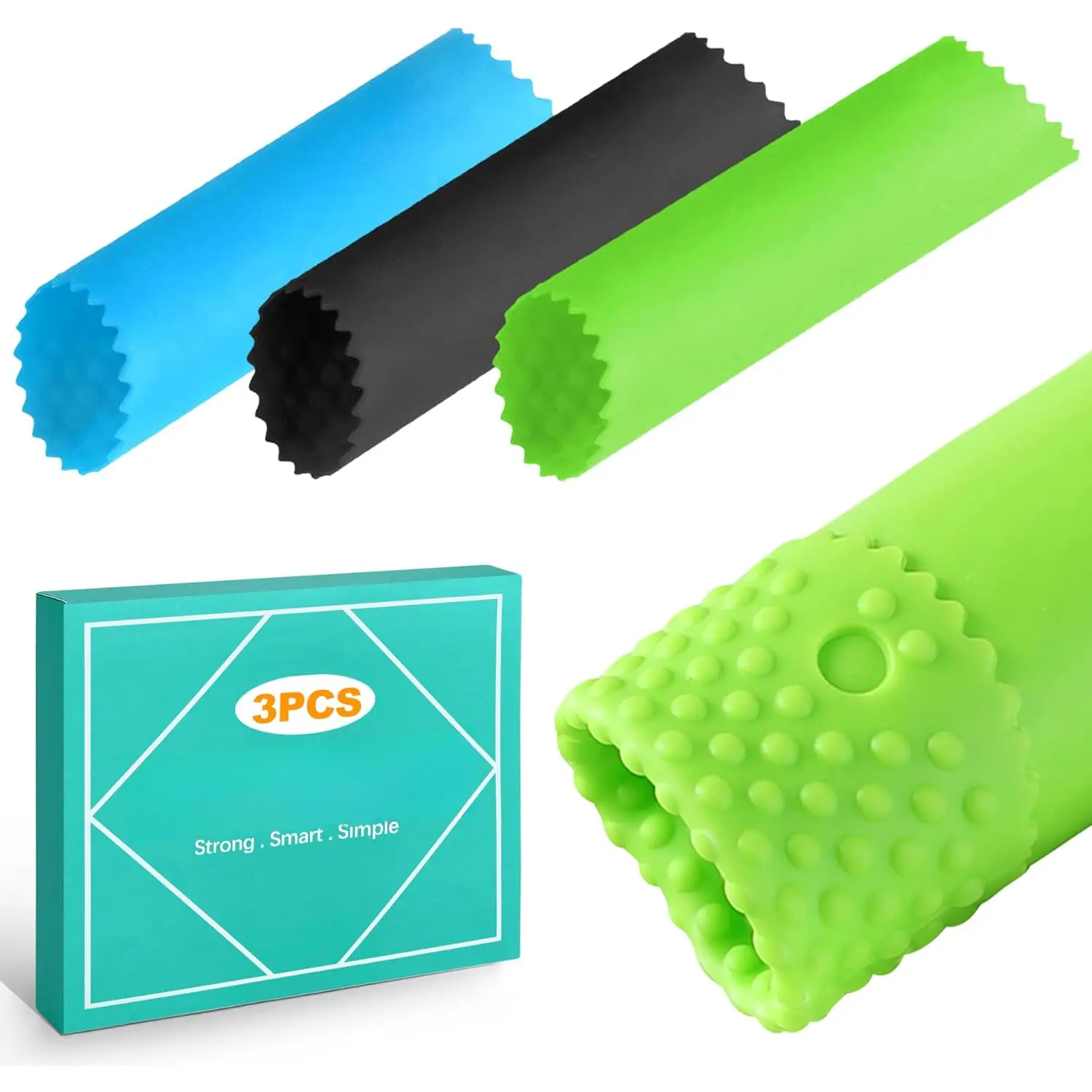 3 count  Garlic Peeler Tube Roller, -Grade & Effortless  Remover, Quick Kitchen Gadget for Fresh Cloves, Keeps Hands Odor-Free, Easy to Clean - Assorted Colors