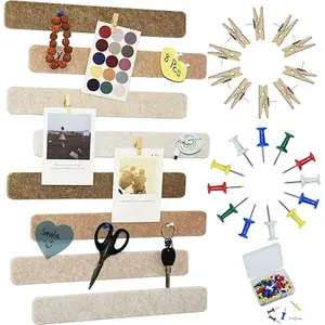 Bulletin Board Strips, Self-Adhesive Felt Cork Board Strips for Wall to Display Your Notes Photos, Schedules ,  Small Cork Board for Office