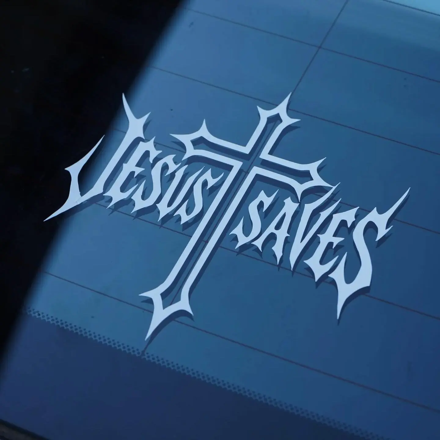 Jesus Saves Car Sticker Vinyl Decal for Auto Motorcycle Windshield Glass Rear Window Decorative Religious Motif