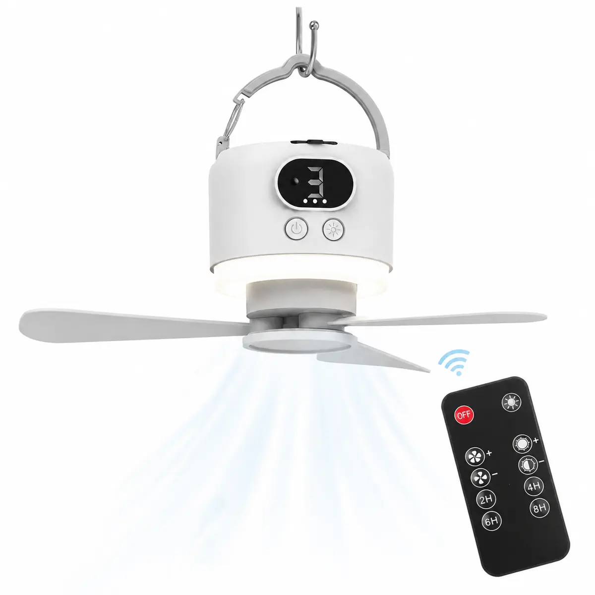 YSINTL Portable Tent Fan - Light, Remote & Emergency Power