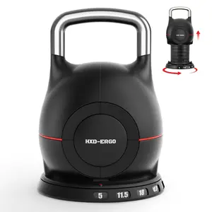 Adjustable Kettlebell Weight Set-Quickly Adjusts 7 Weights(5lb-44lb), Ergonomic kettlebell sets for Home Gym