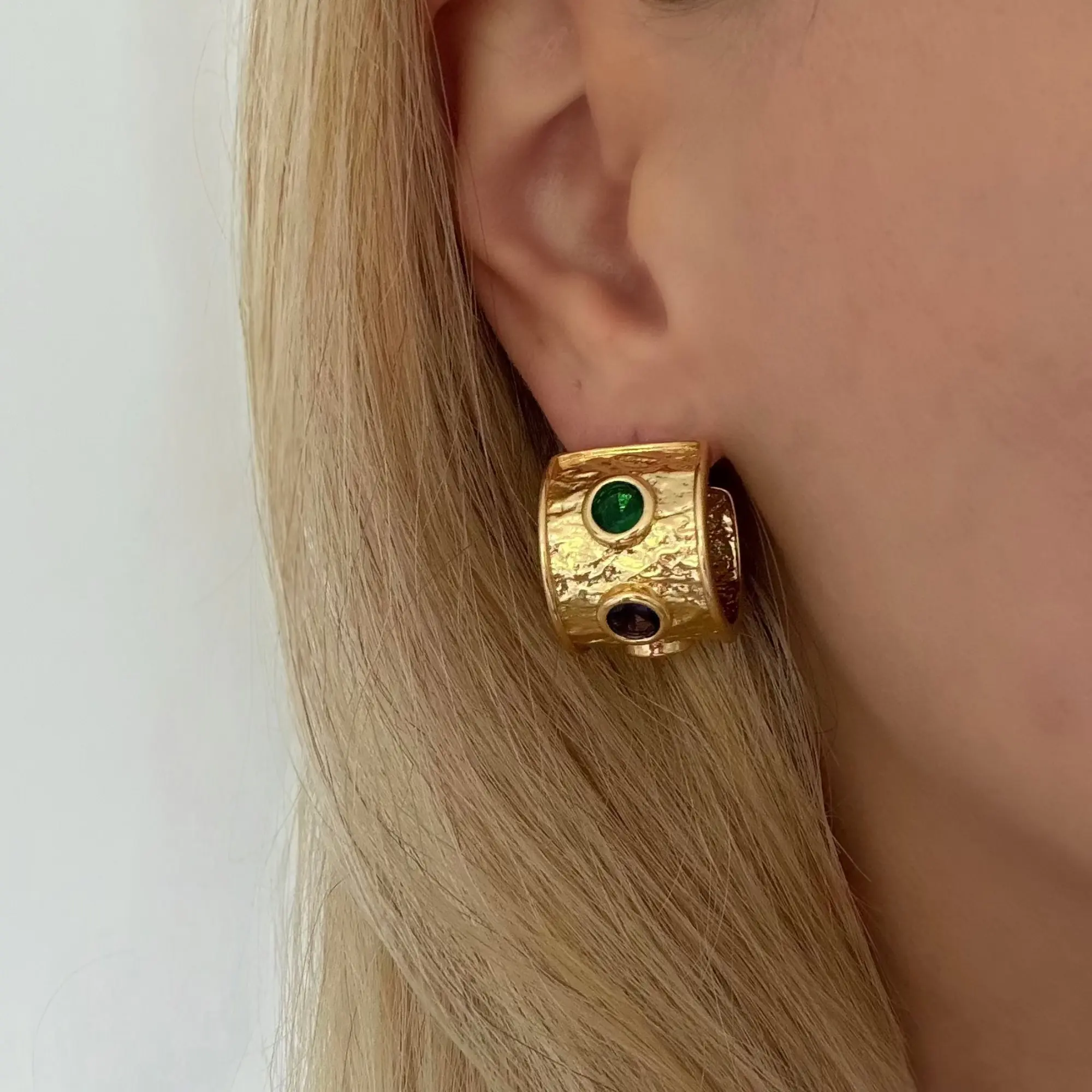 EVRY JEWELS Gold or Silver Plated Women's Hypoallergenic Eclipse Hoops, Earrings Stack, Hoop Shape Earrings