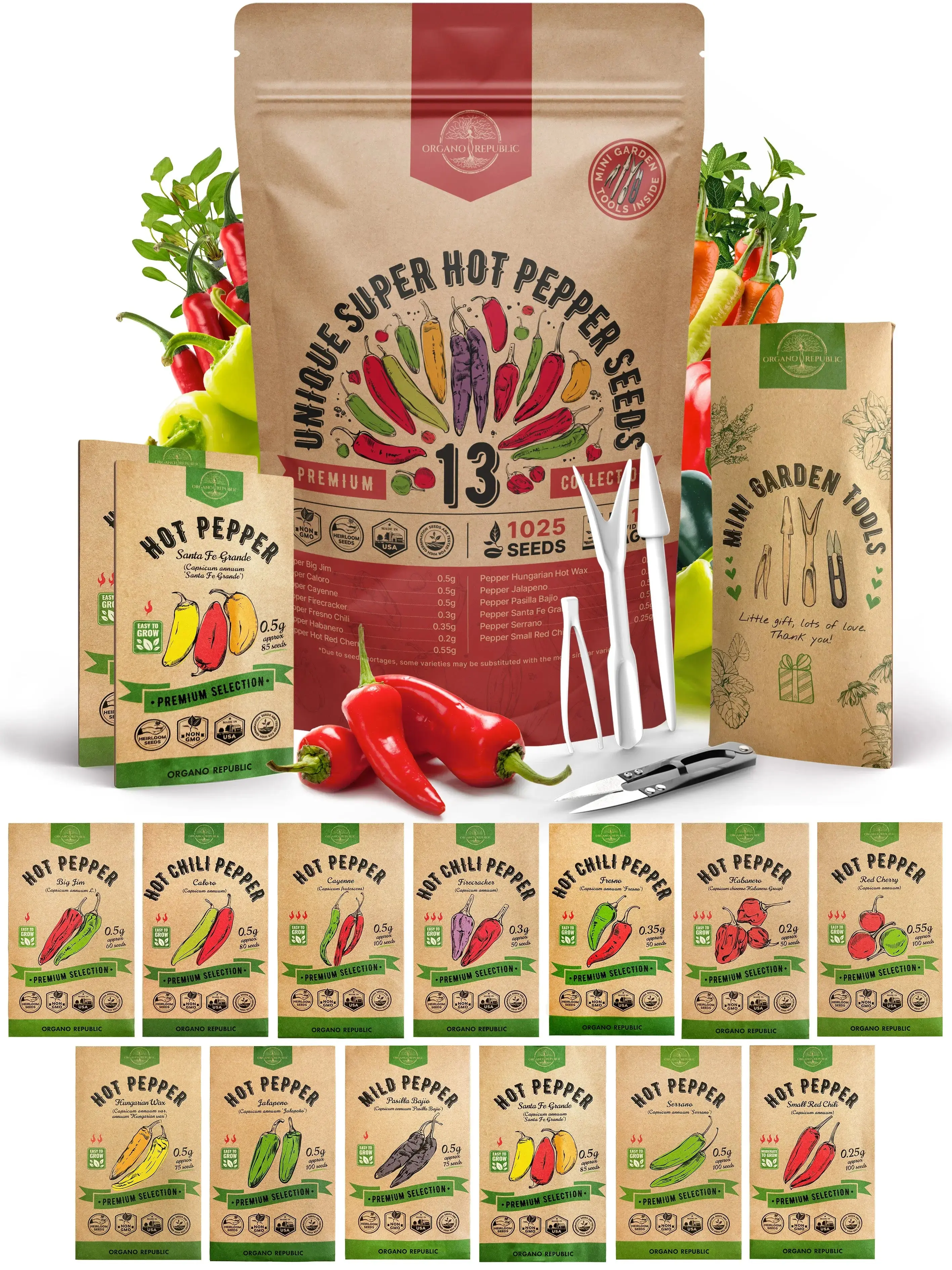Pepper Seeds Variety Pack – Non-GMO Heirloom