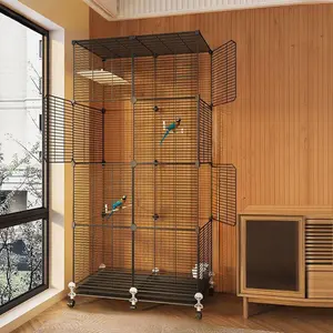 Bird Cage, Bird Cage with Wheels, Bird Cage for Parrot, Tiger Skin Peony, Phoenix, Pearl, Large Villa Bird Cage, Pet Supplies, Metal Bird Cage