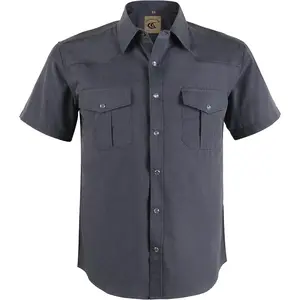 Men's Western Cowboy Short Sleeve Pearl Snap Casual Plaid Work ShirtsGift