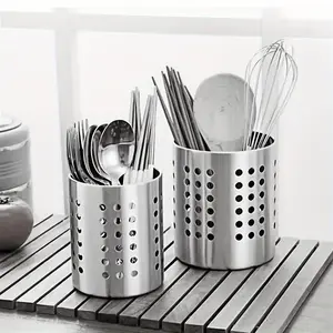 Stainless Steel Utensil Organizer Caddy - Multipurpose Kitchen Storage for Chopsticks, Spoons, Forks, Knives - Food-Safe, Rust-Resistant, Easy-to-Clean, Space-Saving Kitchenware Cutlery Holder for Home, Commercial, and Restaurant Use