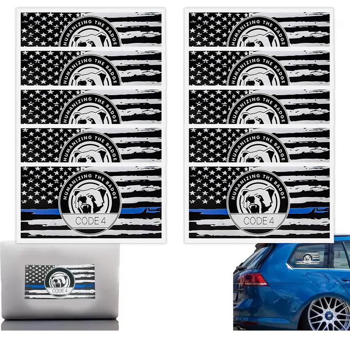 5/10 Pcs Thin Blue Line Sticker - Code 4, Thin Line Flag Car Decal - American Flag Thin Blue Line Decal for Cars, Truck Stickers, Windows, Laptop Vehicle Exterior Decorative Car Decal