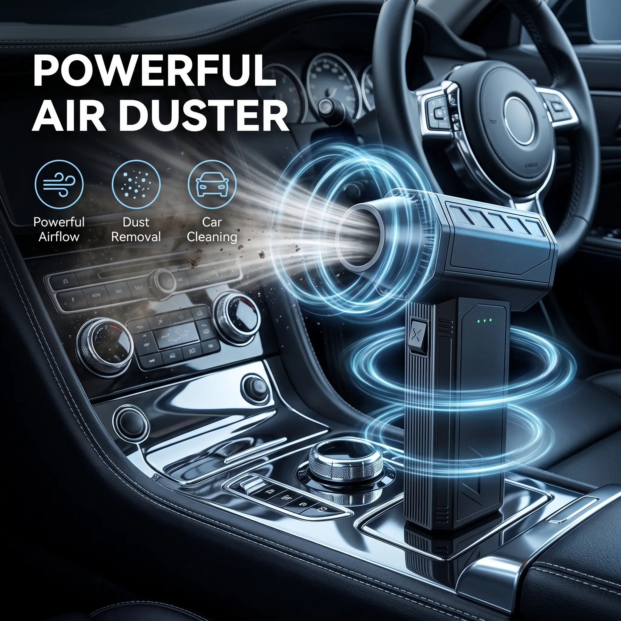 Turbo Jet Cordless Air Duster Portable Blower, Dust Cleaning Tool for Keyboard PC Car & Household Electronics