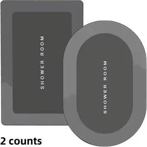 Bathroom Absorbent Anti-slip Mat, 2 Counts Random Color Diatomaceous Earth Absorbent Anti-slip Mat, Floor Mat for Home Hotel Salon Dormitory, Diatomite Bathroom Mat