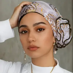 4 Pack Vintage Lace Turban Hat Women's Headscarf for Spring & Summer Stylish Chemo Caps Headwear to Cover Thin Hair in Assorted Colors