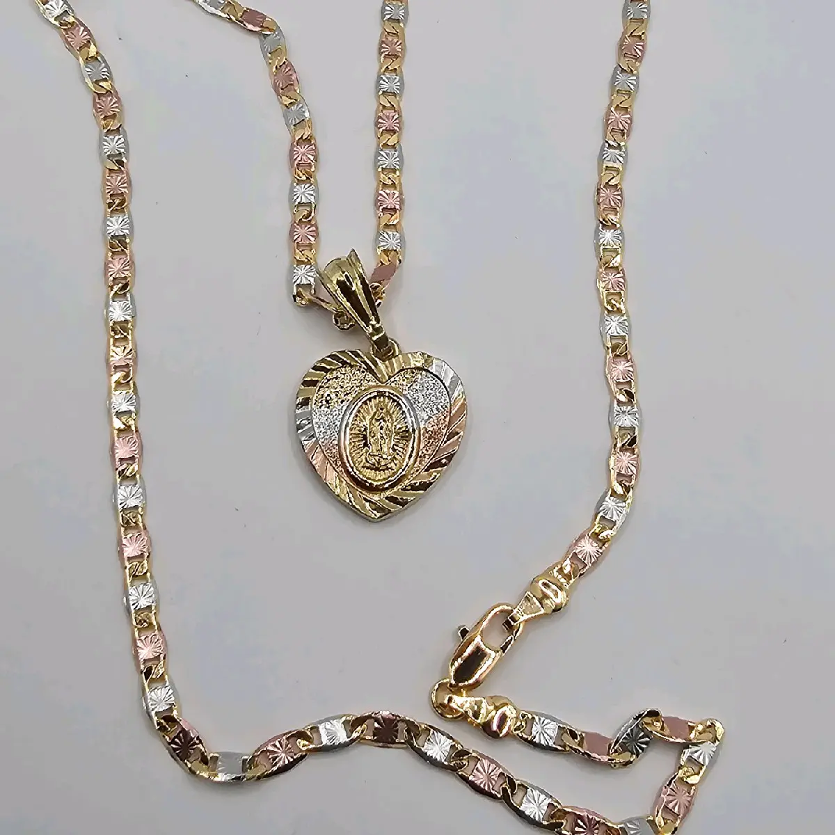 virgin Mary heart chain gold-plated 20"inches clrs