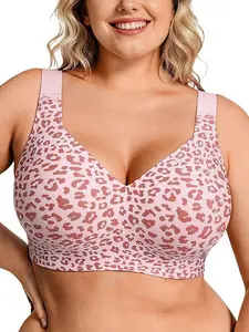 Women Wirefree Bras Full Coverage No Underwire Comfortable Wireless Padded Jelly Bras in Soft Beige for Everyday Wear