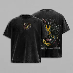 Pocket Monsters Rayquaza Tee – Vintage Acid Washed Oversized Anime Manga Hoodie & T-Shirt, Heavyweight Cotton Unisex Streetwear Top, Y2K Retro Graphic for Fans