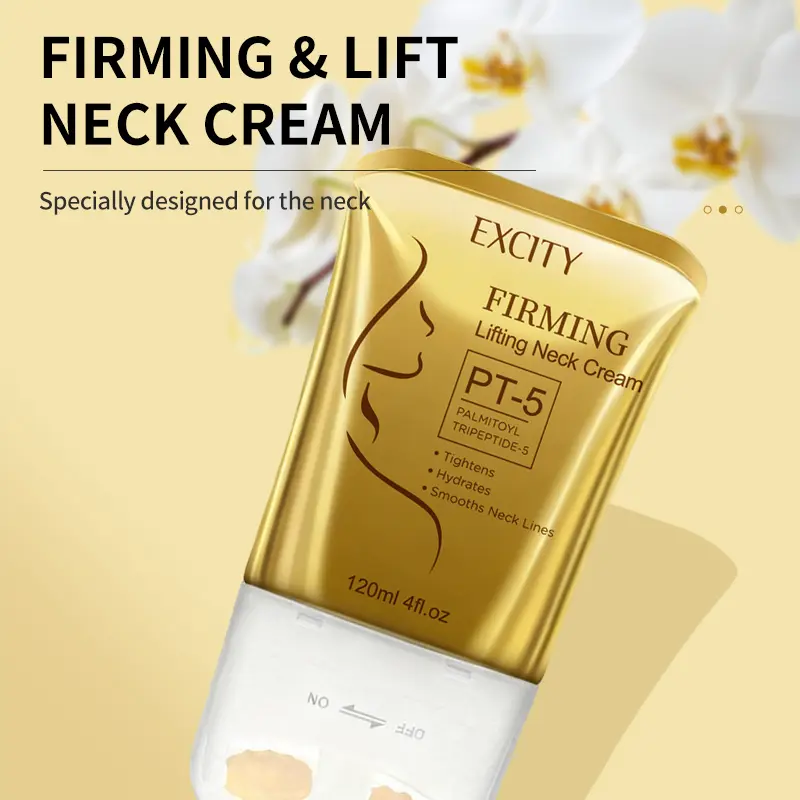 Excity PT-5 Firming Lifting Neck Cream 120ml with Rubber-Covered Roller, Body Care Product for Tightening, Hydrating, and Smoothing Neck Lines