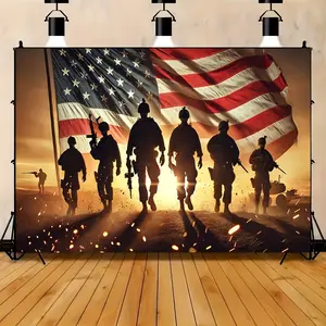 American Soldier Flag Patriotic Backdrop Tapestry - Polyester Peach Skin Fabric, Easy-Hang Multi-Size Wall Hanging, Indoor-Outdoor Home Holiday Party Decor, Personalized Bedroom Wall Art Gift