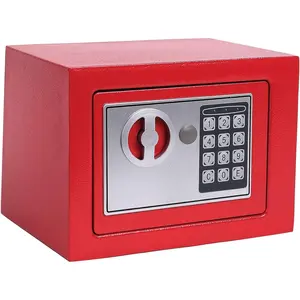 Key and   Safe Box Digital Deposit Box for  Office Hotel Business Lock Box for   Storage (Red, 0.17 Cubic )