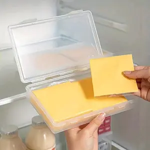 1pc Butter Cheese Storage Box, Portable Refrigerator Fruit Vegetable Fresh-keeping Packaging Box, Transparent Cheese Container, Home Kitchen Supplies