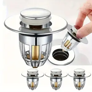 1 heavy-duty metal spring-up drain plug with lever mechanism - suitable for sink and bathtub drainage, odor-proof and leak-proof bathroom drainage component, with screws for easy installation Pop Up Drain Bathtub Drain Stopper