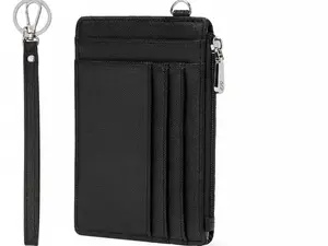 Small Wallet For Women RFID Leather Credit Card Holder Slim Wristlet Keychain Wallet With Zipper Pocket