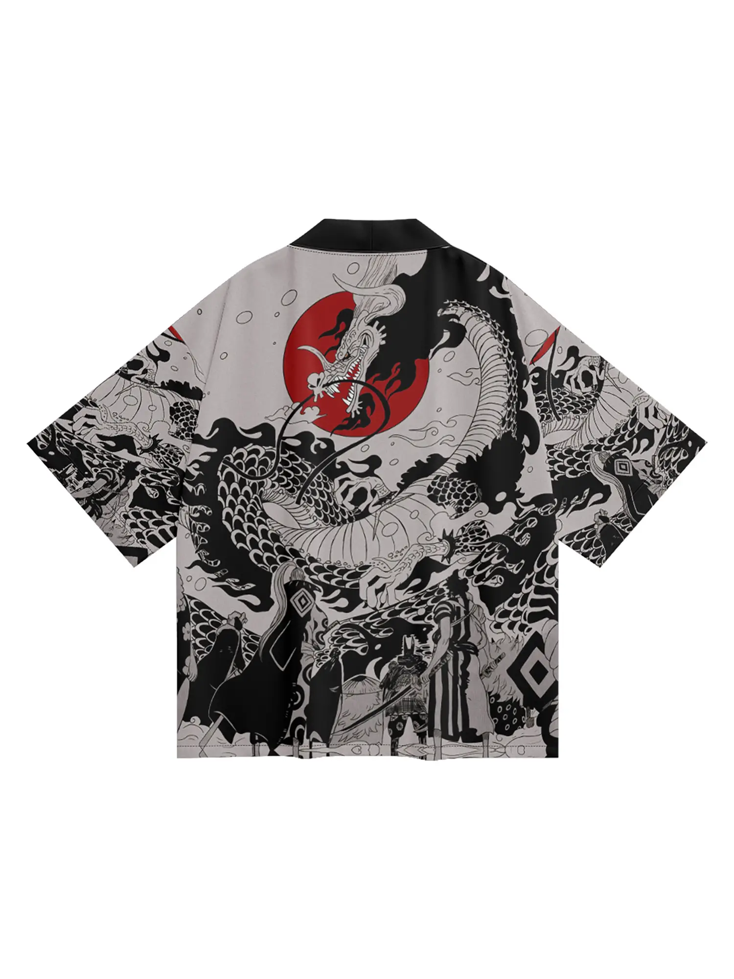 K16 Niepce White Japanese Streetwear Lightweight Dragon Invasion Kimono for Men