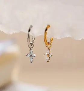 18G/16G Titanium Dangle Huggie Hoop, Cartilage/Conch/Helix Hoop Earring, Rook piercing • Conch Piercing  • Septum clicker