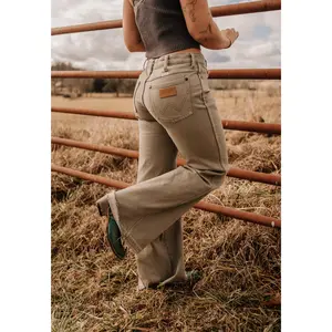 Sale ✨ Wrangler Carly Olive Fray Hem Flare Women's Jeans