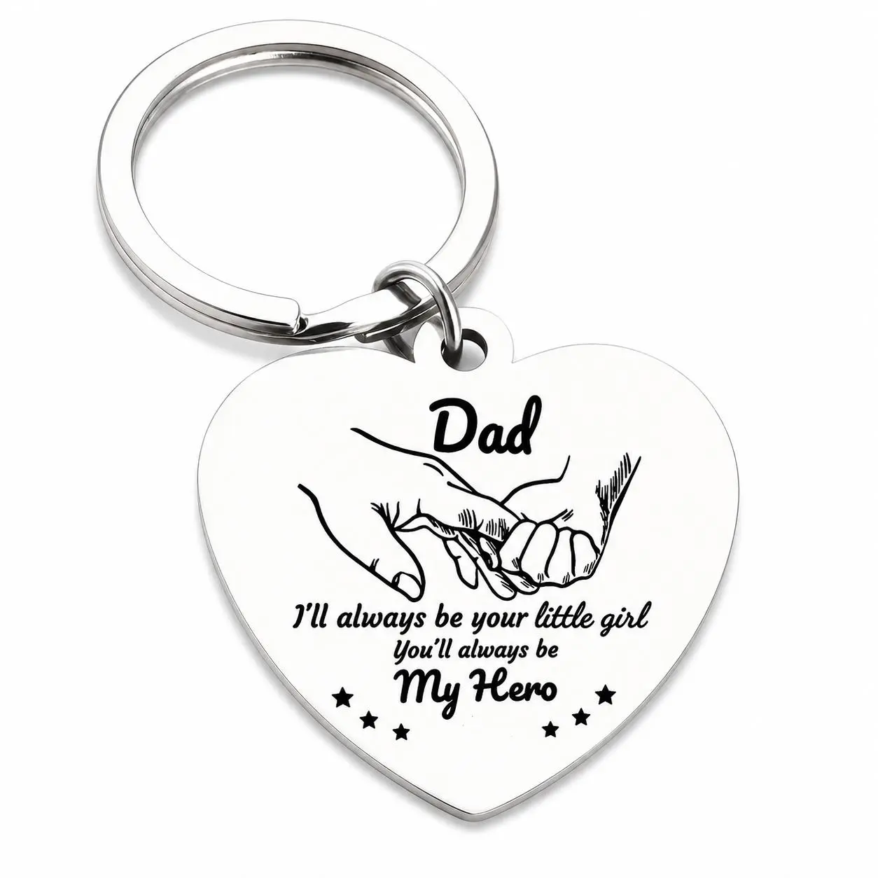 Father’s Day Gift - Dad Gifts from Daughter for Birthday Christmas Valentine’s Day, I'll Always Be Your Little Girl, You Will Always Be My Hero Daddy Keychain, Father Daughter Keyring