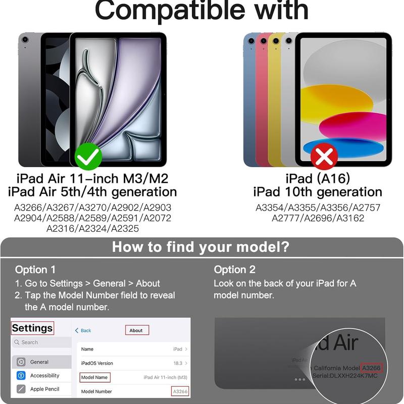 Detachable Rotating Tablet Case, 360° Rotatable Tablet Protective Cover with Clear Back, Jetech Rotating Shell with Auto Wake/Sleep, Smart Protector for iPad