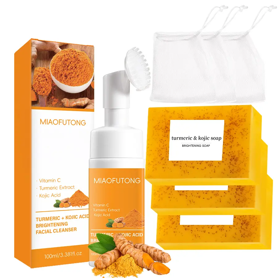 Turmeric Soap and Turmeric Face Wash Mousse Kit Lemon cleanserfacial