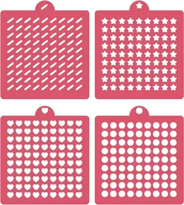4 Pack Reusable Royal Icing Sprinkle Stencils, Gem Glitter Bakery Stencil Template Set for Cookie Cake Cupcake, DIY Crafts Tumblers Reusable Glitter & Gem Template (Classic)
