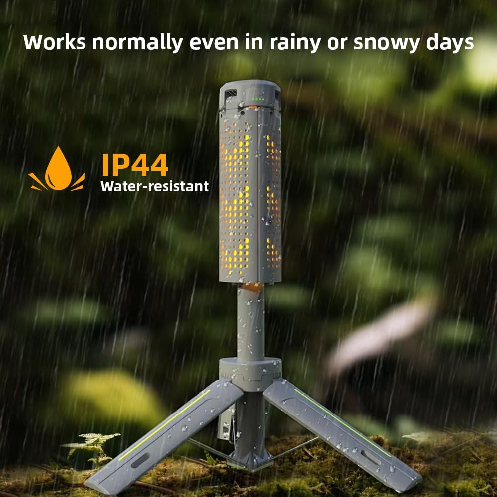 Rechargeable 8000mAh Retractable Camping Light, High Lumen Work Light with 3 Adjustable LED Lamp Heads and Dimmable Brightness, Equipped with 3.4-Foot Tripod – Must-Have for Camping, Ideal for Garage Use, Emergencies, BBQs, Gatherings and Festival Gifts