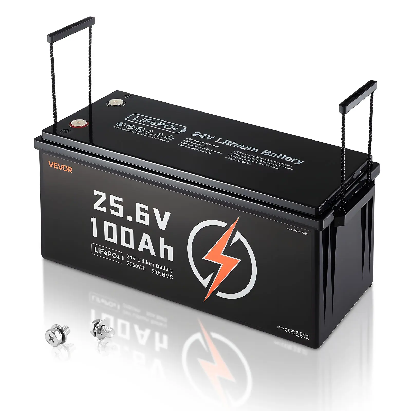 【Super Brand Day】VEVOR 24V 100Ah LiFePO4 Lithium Battery - 50A Built-in BMS, 4000+ Deep Cycle Rechargeable, 2560Wh Max, Low Temperature Protection, for RV, Off Grid Supplies | Father's Day Gift,DEALS FOR YOU